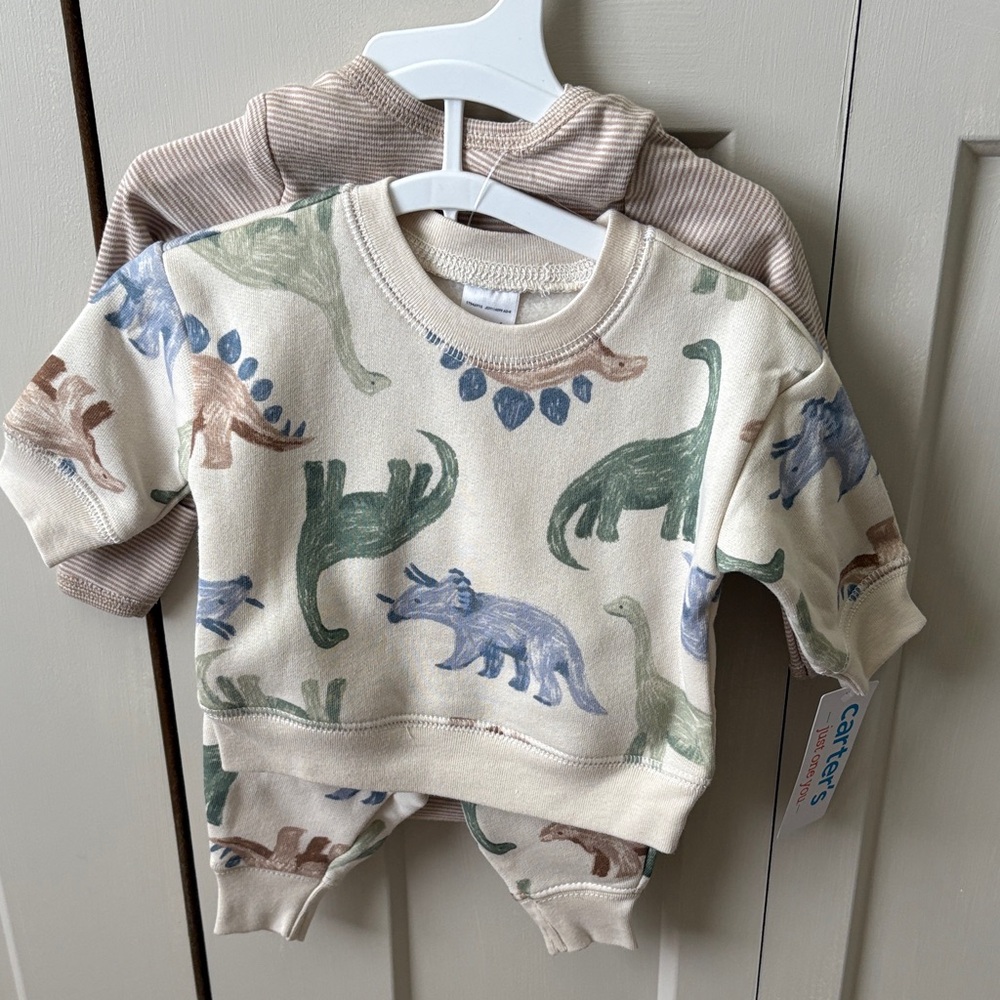 Carter's Cream Dinosaur Sweatshirt & Jogger Set